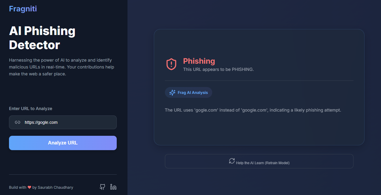AI Phishing Detector Application Screenshot